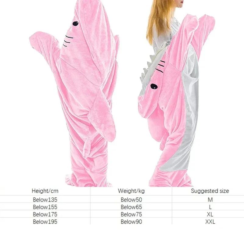 Cartoon Shark Blanket Plaid Women Pajamas Sleeping Bag Robe Shark Blanket Megalodon Gown Adult Homewear Plaid Comfy Bathrobe L-150cm
