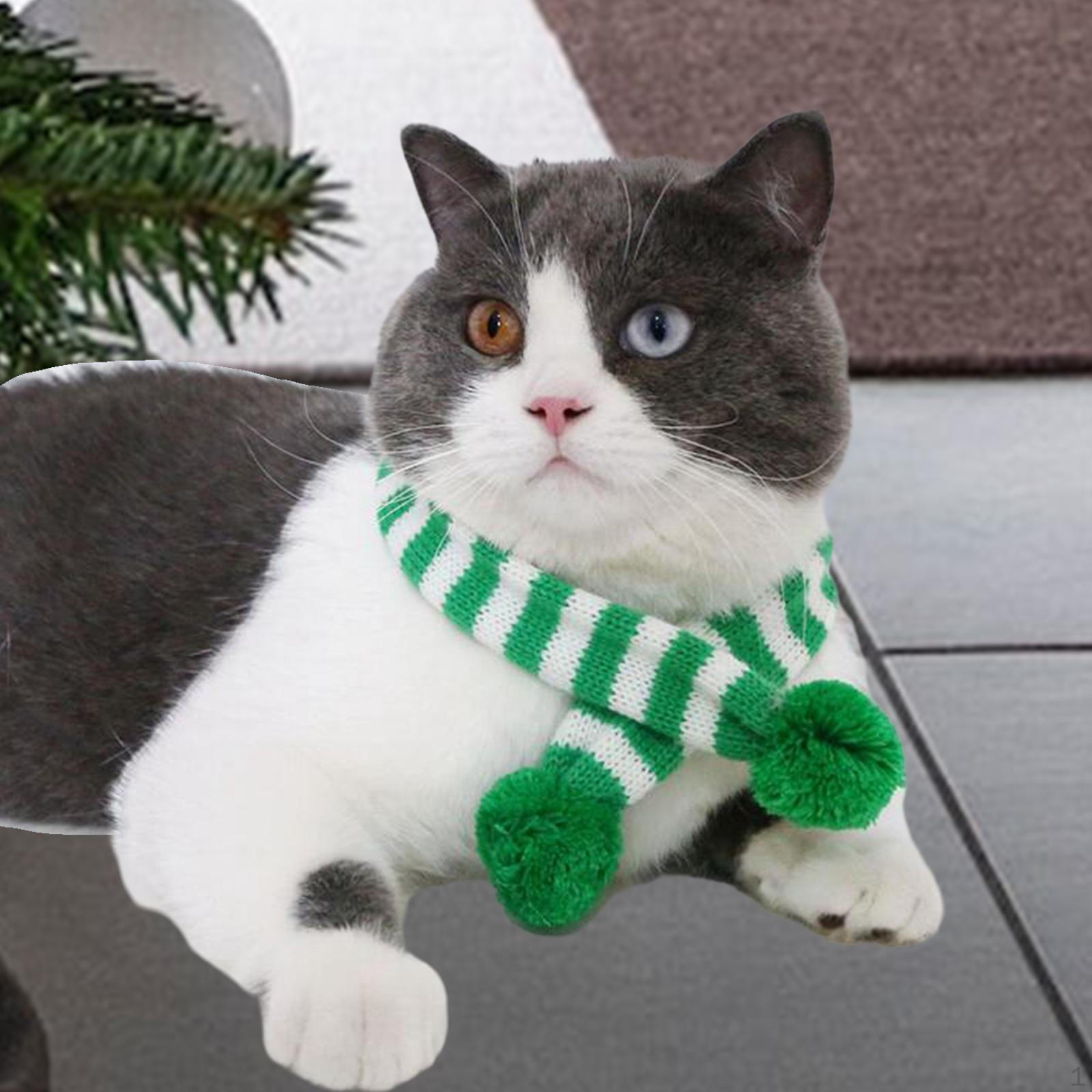 

Праздничный шейный платок для домашних животных — стильный зимний аксессуар для собак и кошек Green stripe