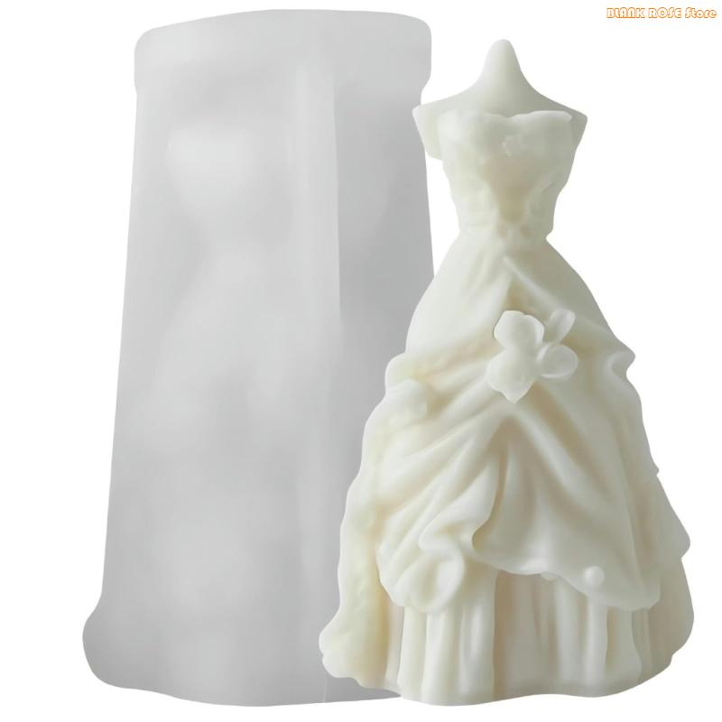 K1AE Wedding Dress Mold Silicone Molds Resin Casting Molds for Candle Making