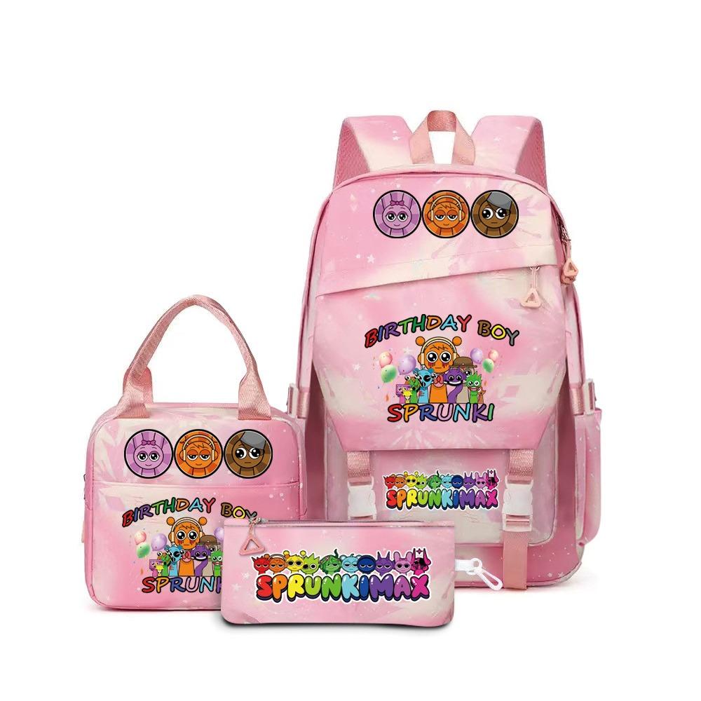 SprunkiPlush Rhythm Box School Bag Student Large Capacity Storage Backpack Backpack Three-piece Set L