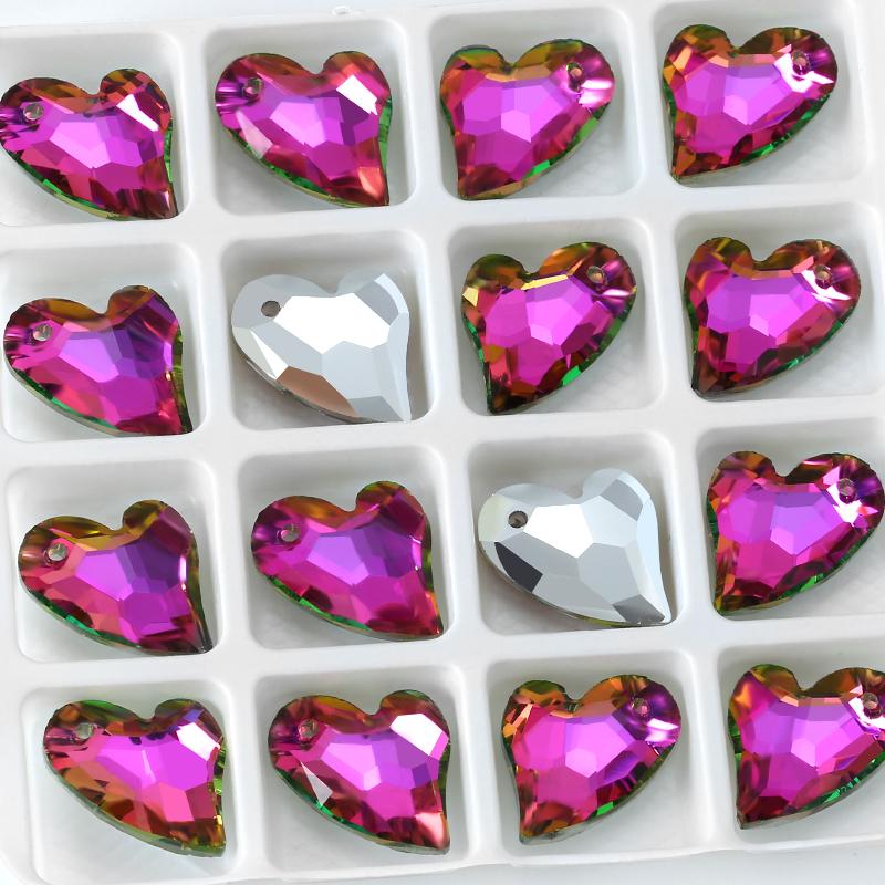 17mm Austria 6261 Devoted 2 U Heart Pendant Loose Rhinestone Charms Beads for Jewelry Making Bracelet Necklace Earrings DIY