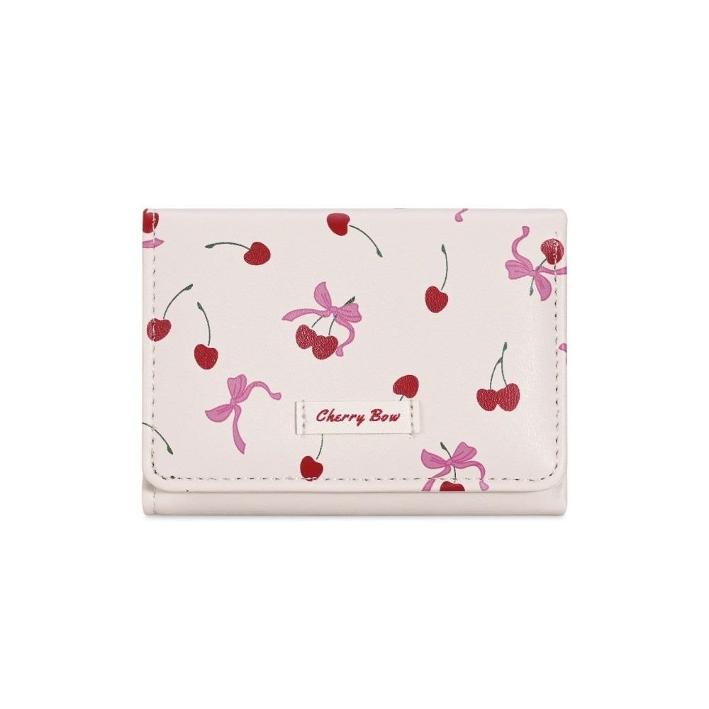 Cherry PU Leather Wallet Printing Card Holder Cute Tri-fold Wallet Girl