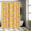 Charming Bunny Print Shower Curtain Bright Yellow Color with White Bathtub Background for Bathroom Decor Size180cm X 180cm (72x7
