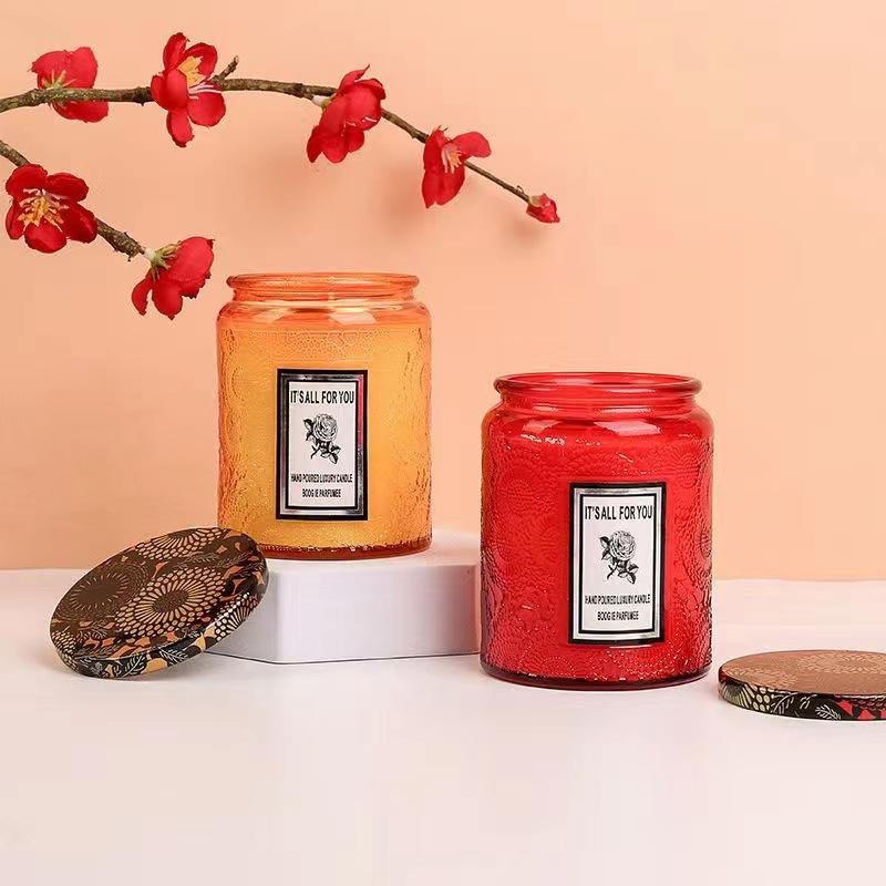 Scented Candle Embossed Cup, Vegetable Wax-free Romantic Souvenir, Japanese Style