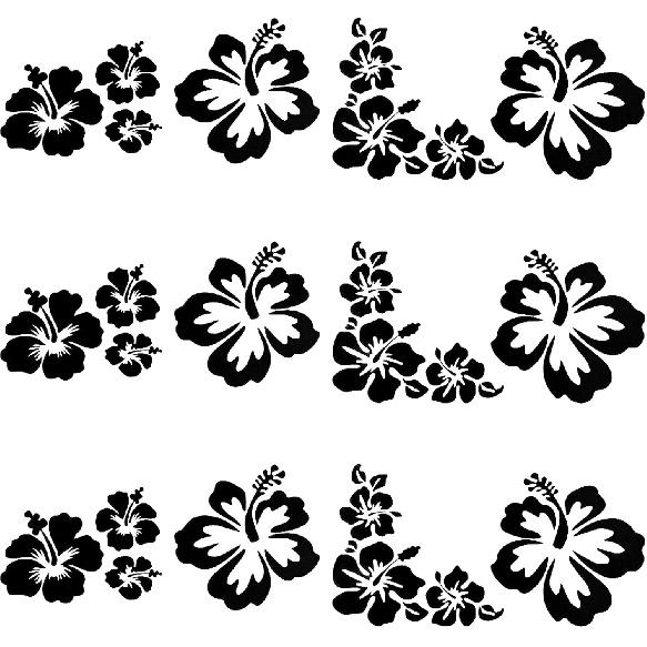

GORGECRAFT 4 Sets 16PCS Laser Reflective Hibiscus Flower Car Decal Hawaiian Stickers Sun Protection Colorful Pet Self Adhesive Car Accessories чёрный
