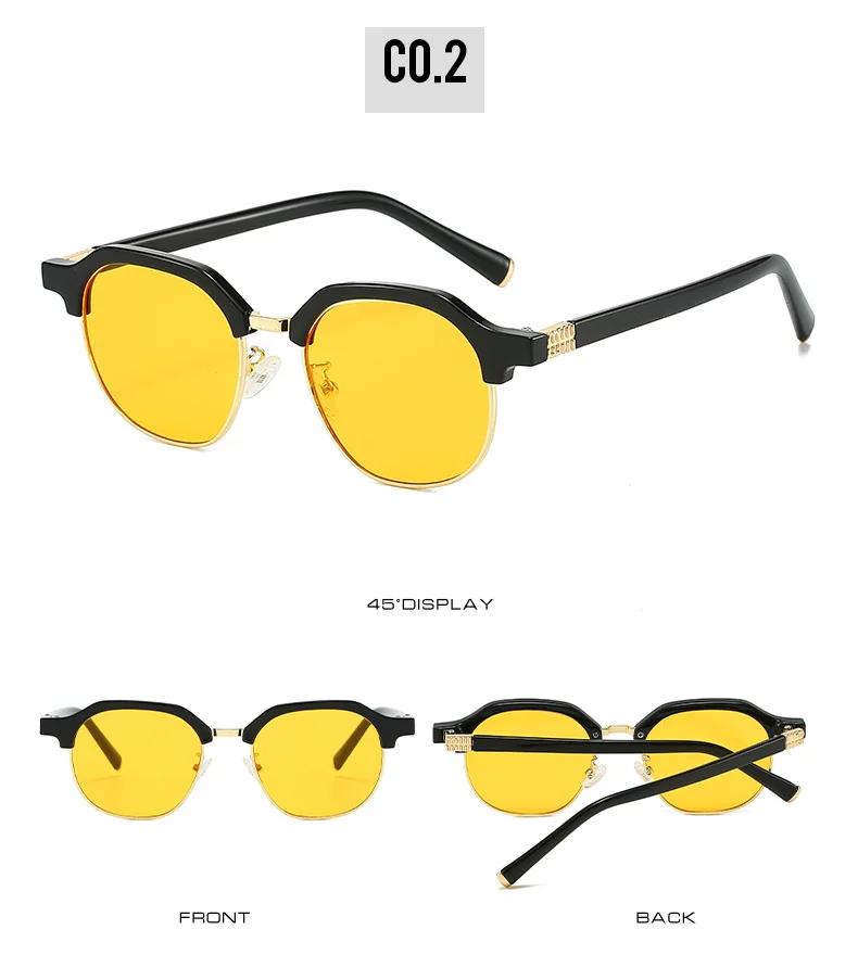 New Half Frame Sunglasses Man Woman Luxury Designer Sun Glasses High Quality Male Retro Eyewear Metal