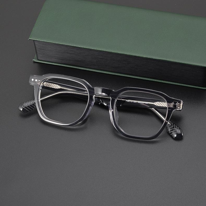 

Мужские японские ретро квадратные оправы ручной работы - Черные, для большого лица, совместимые с рецептурными линзами прозрачный/серый