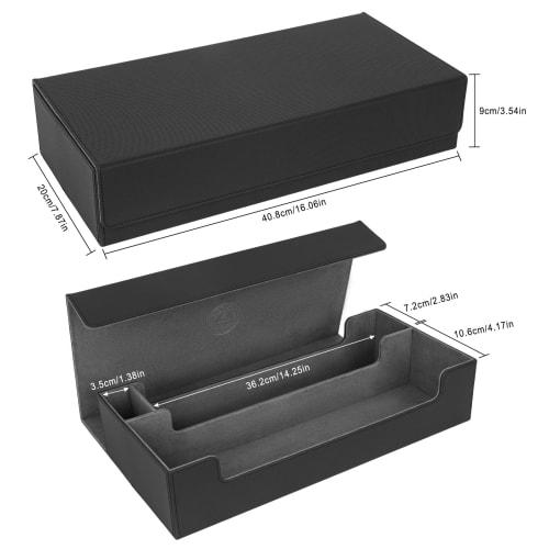 Large Capacity PU Leather Deck Case/Card Box/Showcase with Magnetic Loader, Playmat Storage, 550 Cards, Black & Gray