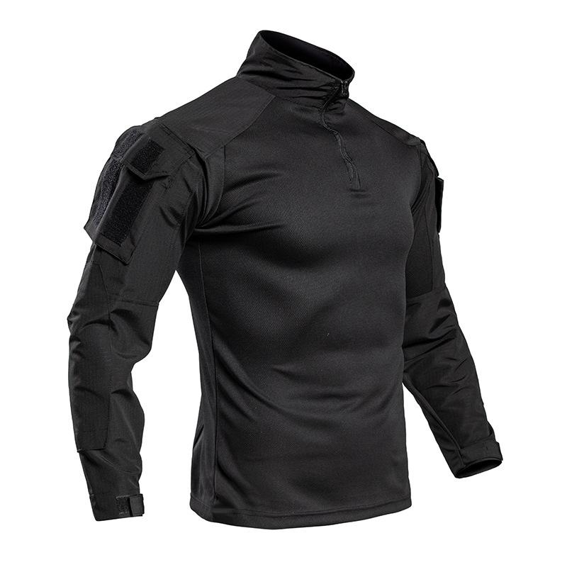 Summer Long Sleeve Frog Camo Shirt Tactical Outdoor Top Stand Collar Athletic T-Shirt Lightweight Breathable Men