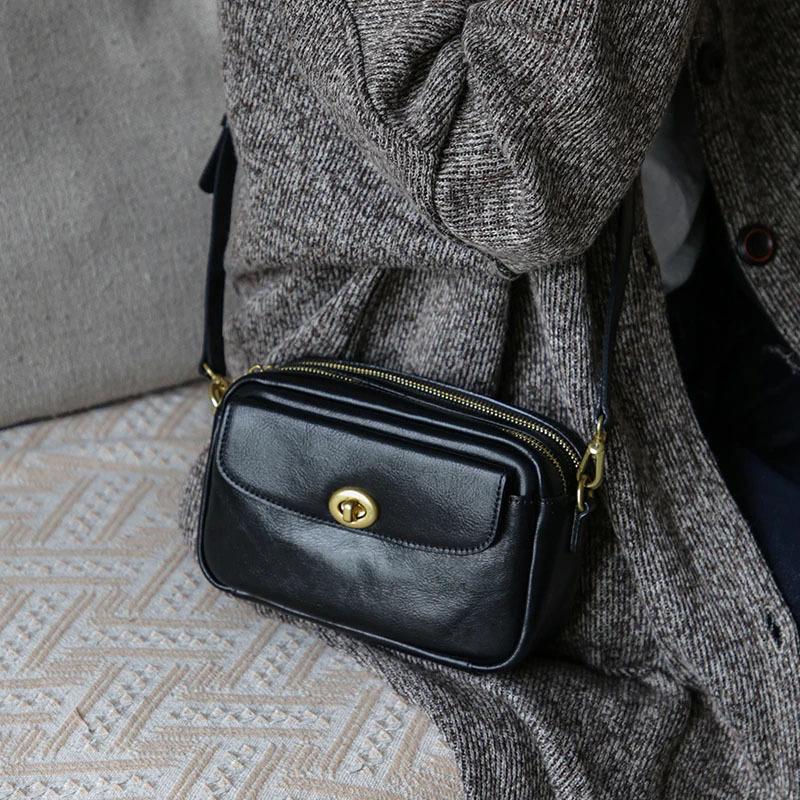 

Small-scale Single-shoulder Women s Bag, Simple Design, Elegant Style, Genuine Leather Crossbody Bag, Casual Style чёрный