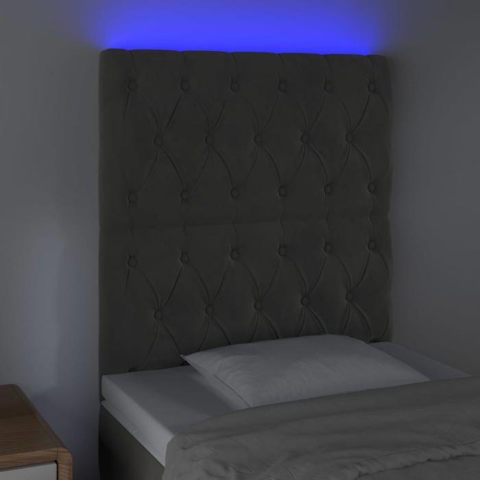 VidaXL Tête de Lit à LED Meuble de Chambre à Coucher Accessoire de Lit Simple Tête de Cadre de Lit Intérieur Gris Foncé 3122791