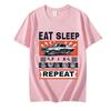 Men T Shirt Summer Tops Eat Sleep Fix Cars Repeat Classic T-Shirt Plus Size Tee Shirt Homme Oversized T-shirt Short Sleeve Tees