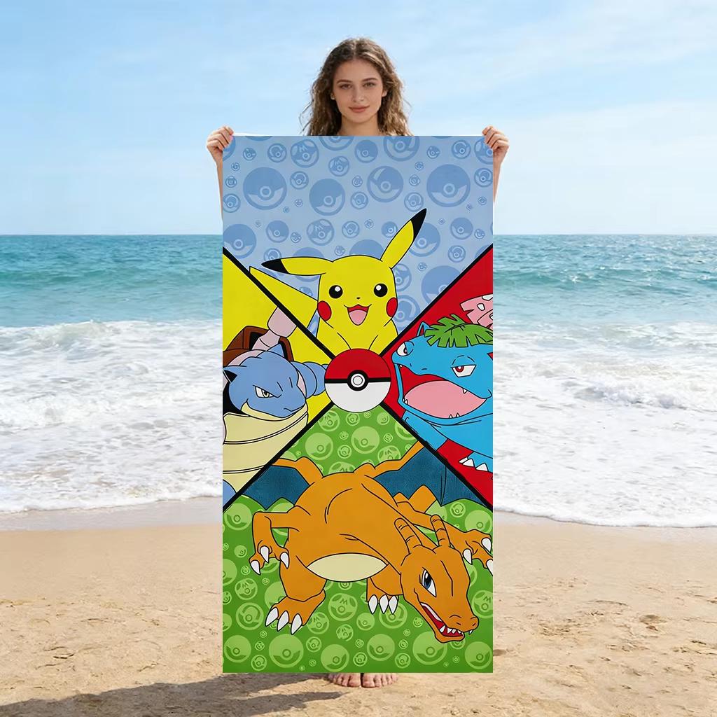 1pc Pokmon Spiritual Beach Towel, Quick-Dry Absorbent, Multi-Use for Beach Vacation Pool Yoga Gym Home, Perfect Gift for Friend