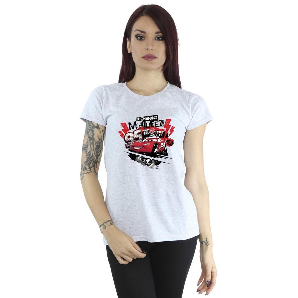 Disney Womens/Ladies Cars Lightning McQueen Collage Cotton T-Shirt
