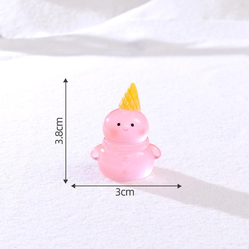6pc Micro Landscape Cute Luminous Snowman DIY Snow Christmas Scenery Decoration Accessories Car Carrying Mini Ornaments