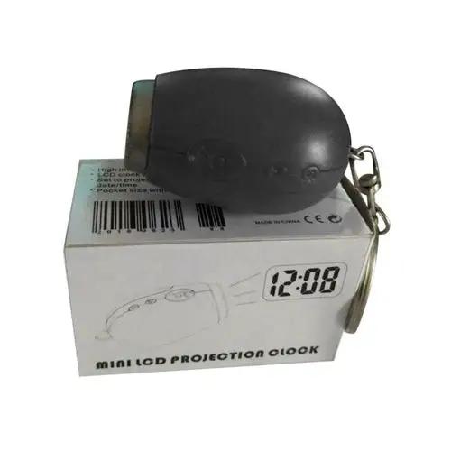 

Mini Digital Projection Clock Portable LED Wall Ceiling Time Projection Watch Magic Night Light Electronic Clock key chain decor чёрный