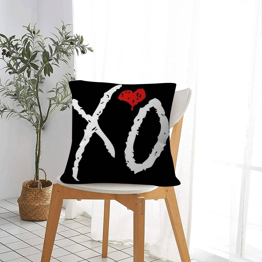 Federe per Cuscino Rapper The Weeknd Xo Cartone Animato Divano Decorativo Casa Stampa Double-Sided Peluche Corto Cuscino Carino