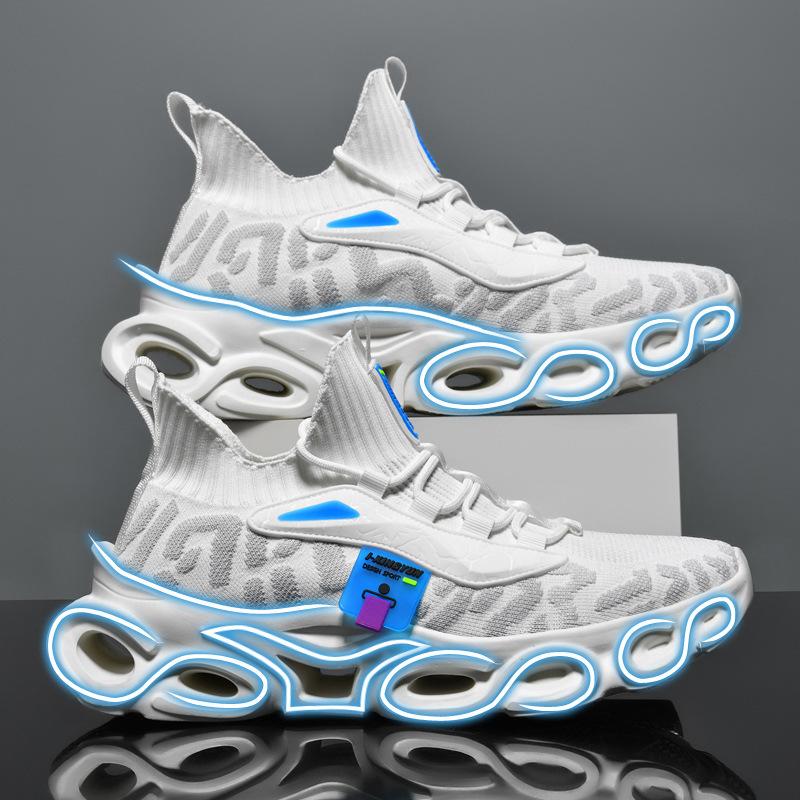 

Модные новые повседневные кроссовки, кроссовки для бега, кроссовки с лезвием из летящего тканого материала, удобная спортивная обувь, большой размер, трендовая мужская обувь 39 белый