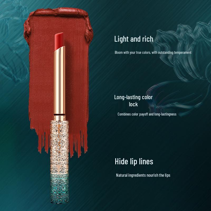 Yuli Yula Qinghe Rhyme Lipstick: Velvet matte, moisturizing, long-lasting, brightening, slim tube design, fade-resistant.