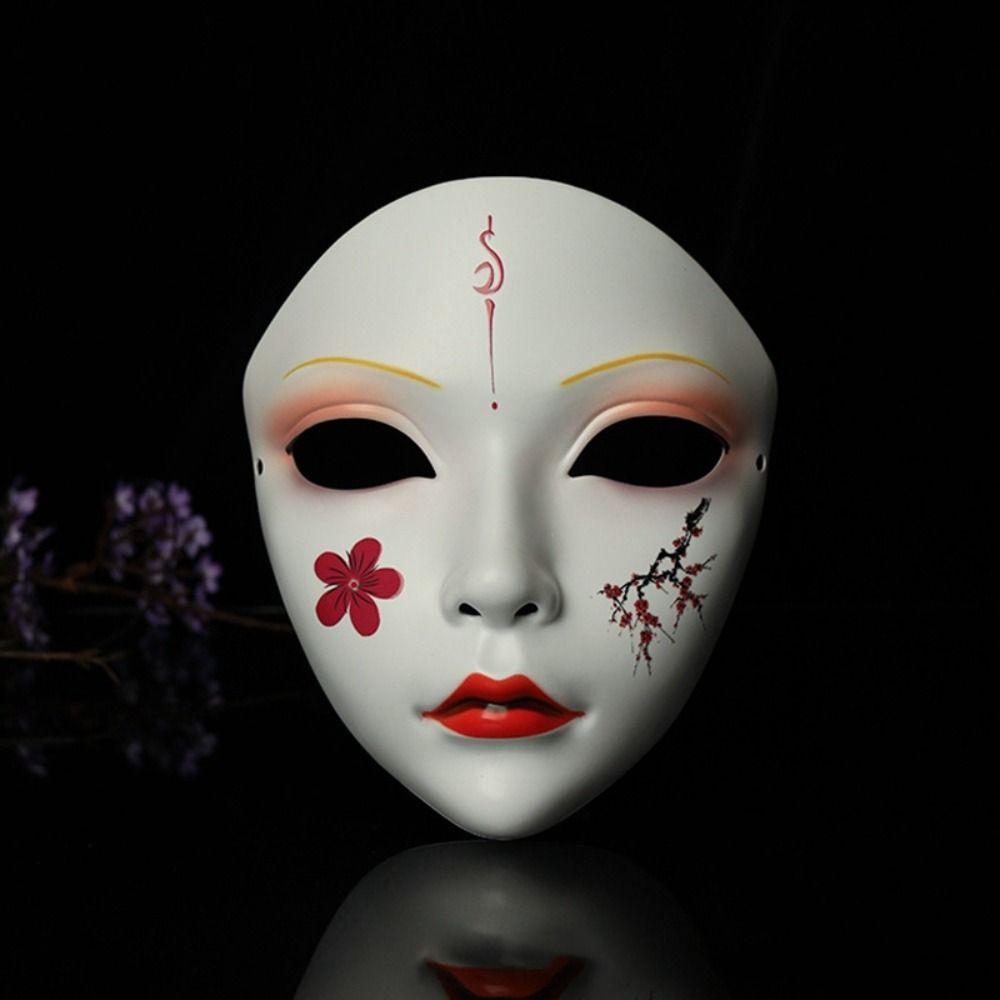 Dress Up Cosplay Geisha Mask Flower Japanese Mask Toy Hanfu Cosplay Mask  Party