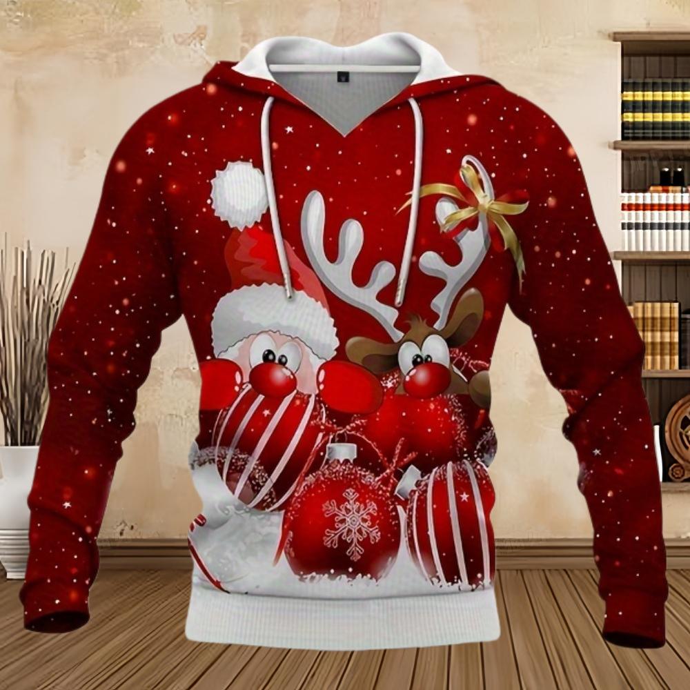 Funny Christmas Santa Print Hoodie Cool Casual Graphic Design Hoodies for Men Winter Fall Streetwear Pullover Hooded Sweatshirt