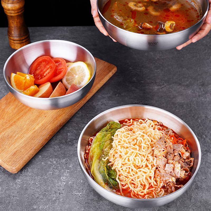 1 Pcs. Stainless Steel Double Layer Insulated Bowl Large Large Soup Bowl Handle Large Soup Bowl 1100ml | Bowls