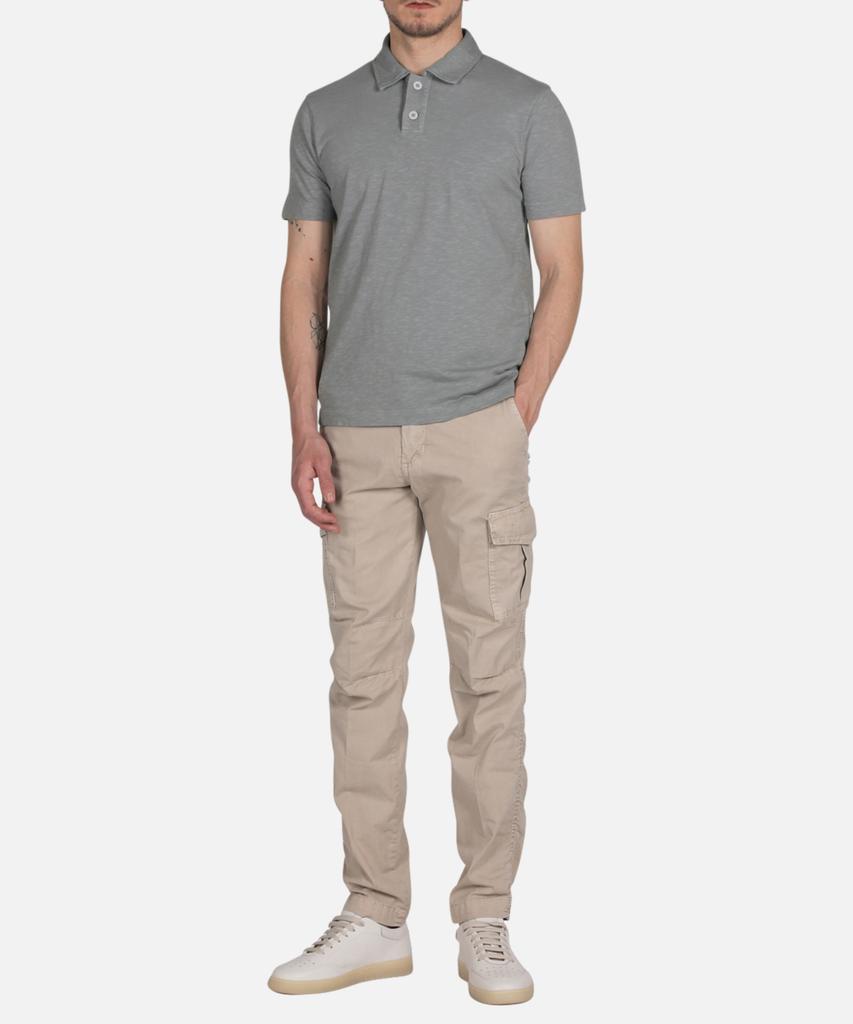 PANICALE Grey Slub Cotton Casual Polo Shirt