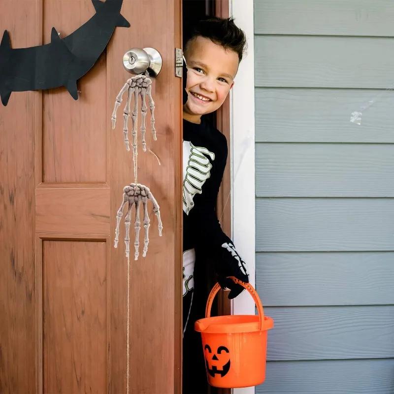 6/1PCS Halloween Decoration Props Halloween Decoration Realistic Life Size Skeleton Hands Plastic Human Hand Bone Plastic Hands