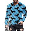 Spring and Autumn Round Neck 3D Dachshund Printed Top Fashionable Casual Long Sleeved Men's T-shirts