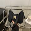 Simple Solid Color Gold Buckle Decoration Women Casual Shoulder Bag For Daily
