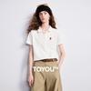 Chuyu Women's Floral Embroidered Pique Polo T-Shirt