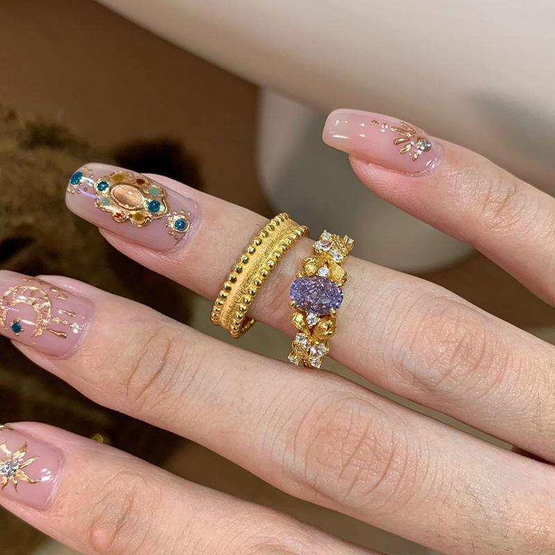 Mittelalterlicher Bauhinienblüten Sternenhimmel High End Offener Vintage-Ring