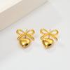 Trendy Golden Heart Drop Earrings for Women Hollow Out Metal Bow Kont Dangle Earrings Wedding Party Simple Toamnetic Zircon