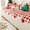 1PC Christmas Plaid Sofa Cover Chenille Pets Anti-scratch Sofa Towel Covers Cute Santa Reindeer L Couch Slipcovers Xmas Decor