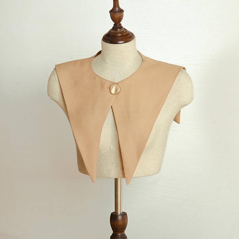 Preppy Navy Collar Sleeveless Button-Up Dickey Shawl