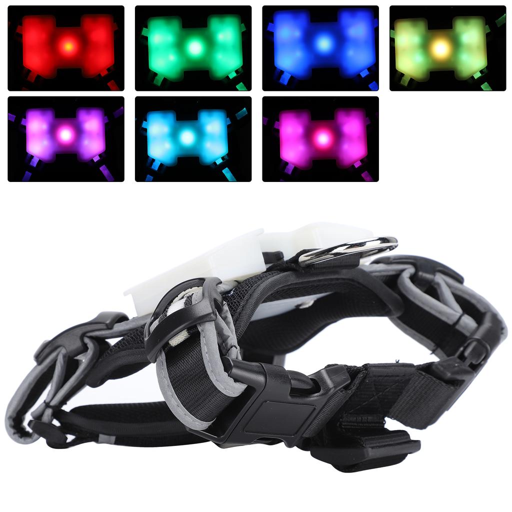 LED Pet Harness Dog Chest Strap USB Charging with Adjustable Reflective Strip for Night Walking