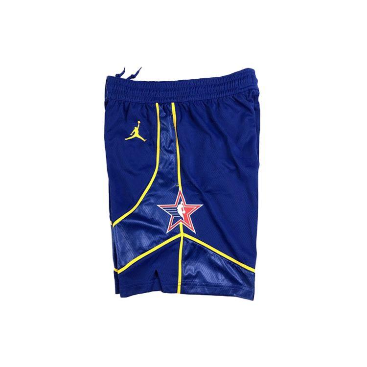 Jordan Logo Print Mid-Waist Basketball Shorts SW Fan Edition For The 21 Season NBA All-Star Game Men Bottoms Blue CV4787-495