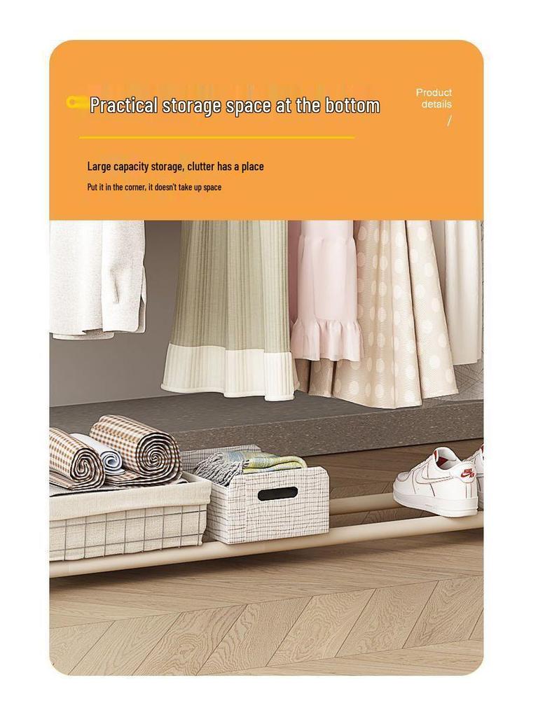 Double Layer Floor Standing Clothes Rack for Bedroom and Balcony