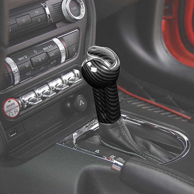 Car Steering Wheel Door Handle Decoration Center Console Cover Protective Sticker For Ford Mustang 2015 Up ABS Car Accessories Carbon Fiber Black