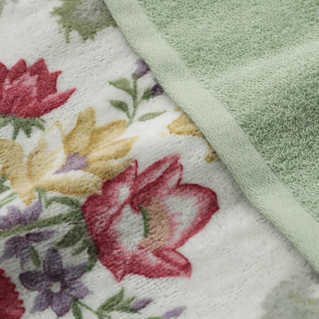 Nishikawa Imabari Sanderson Rose Chateau Single Towel Made In with RR07800000G Blanket, 100% Cotton, Japan, Collar, Green,