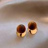 Tiger's Eye Round Stud Earrings - Elegant Women's Luxury Fashion Jewelry