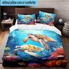 Cartoon Sea Turtle Artwork 3pcs Bedding,Including 1pc Duvet Cover And 2pcs Pillowcases Perfect for Christmas,Ideal for Bedroom, Dormitory