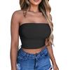 Women Sexy Solid Color Strapless Cropped Mini Bustier Slim Elastic Tube Top
