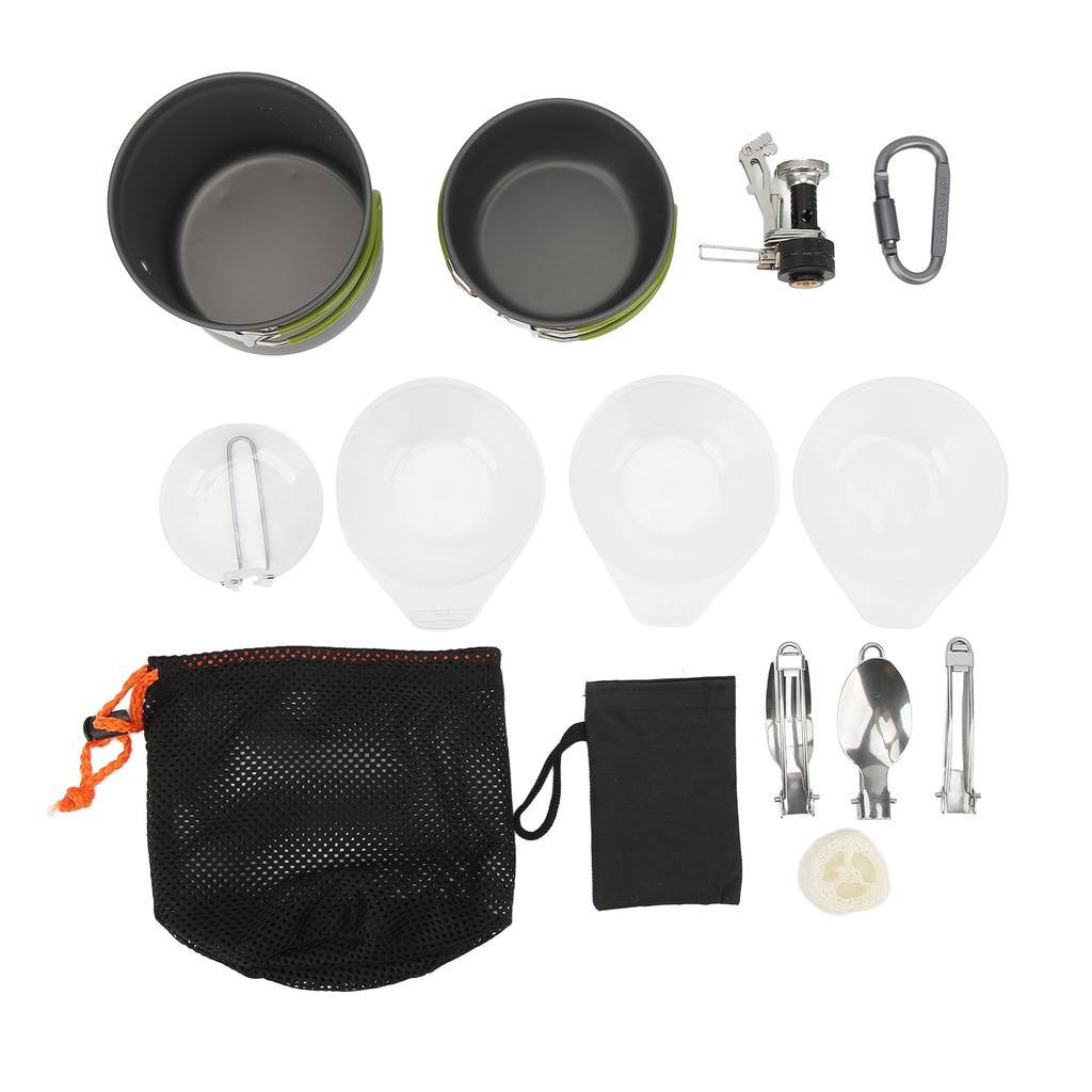 Camping Cookware Kit Portable Camp Kitchen Cooking Utensil Set Outdoor Cooking Grilling Utensil Organizer Travel Set