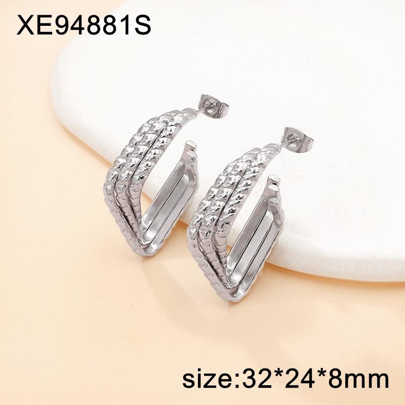 2025 Fashionable Titanium Steel Gold Cross-Border Geometric Earrings: Lightweight, Luxurious & Versatile for Women