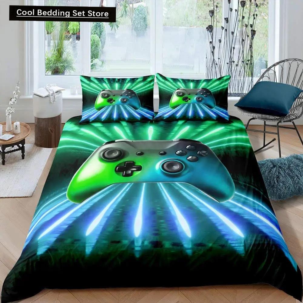 Tonårs Spelkontroll Påslakan Modernt Gamer Täcke Örngott Queen Videospel Sängkläder Set Spelare Spel Joystick Polyester Quiltöverdrag