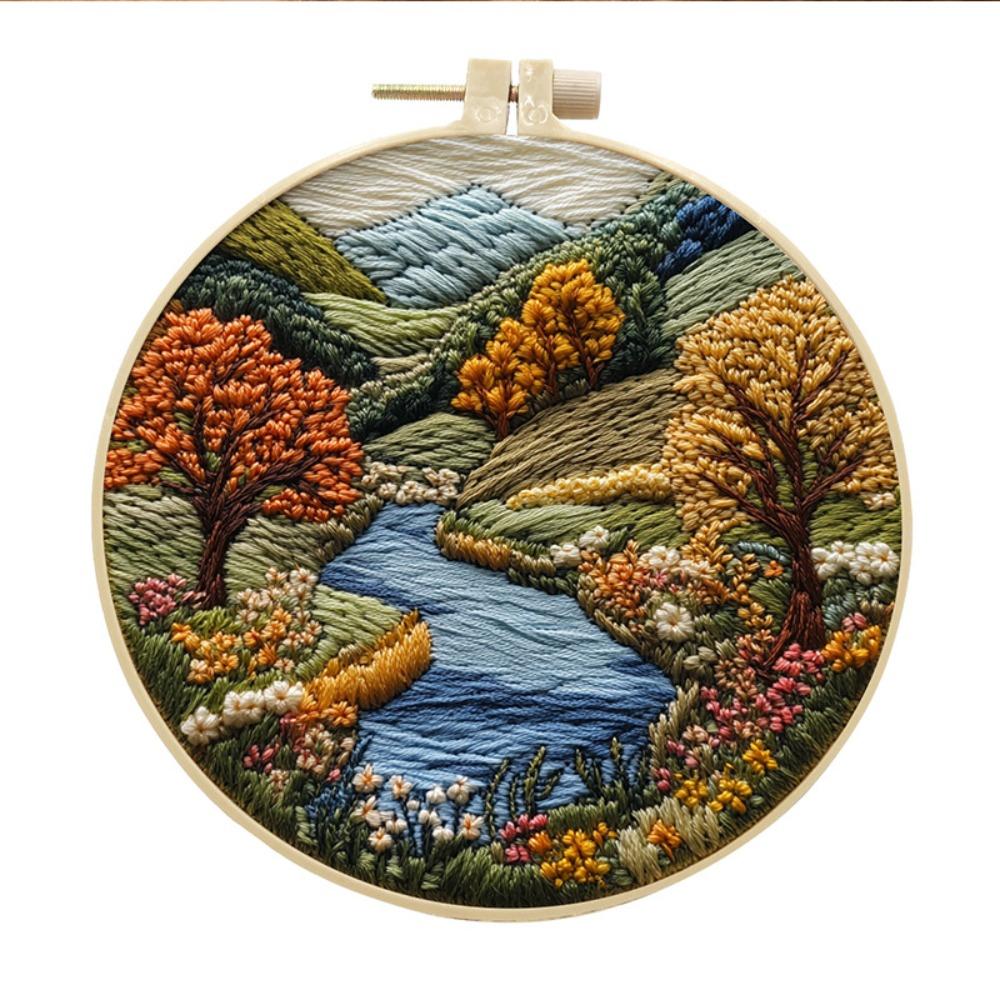 Mountain and Moon Landscape Embroidery Kit Handmade Gift Home Decoration Cross Stitch with Scenery Pattern Sewing accessories