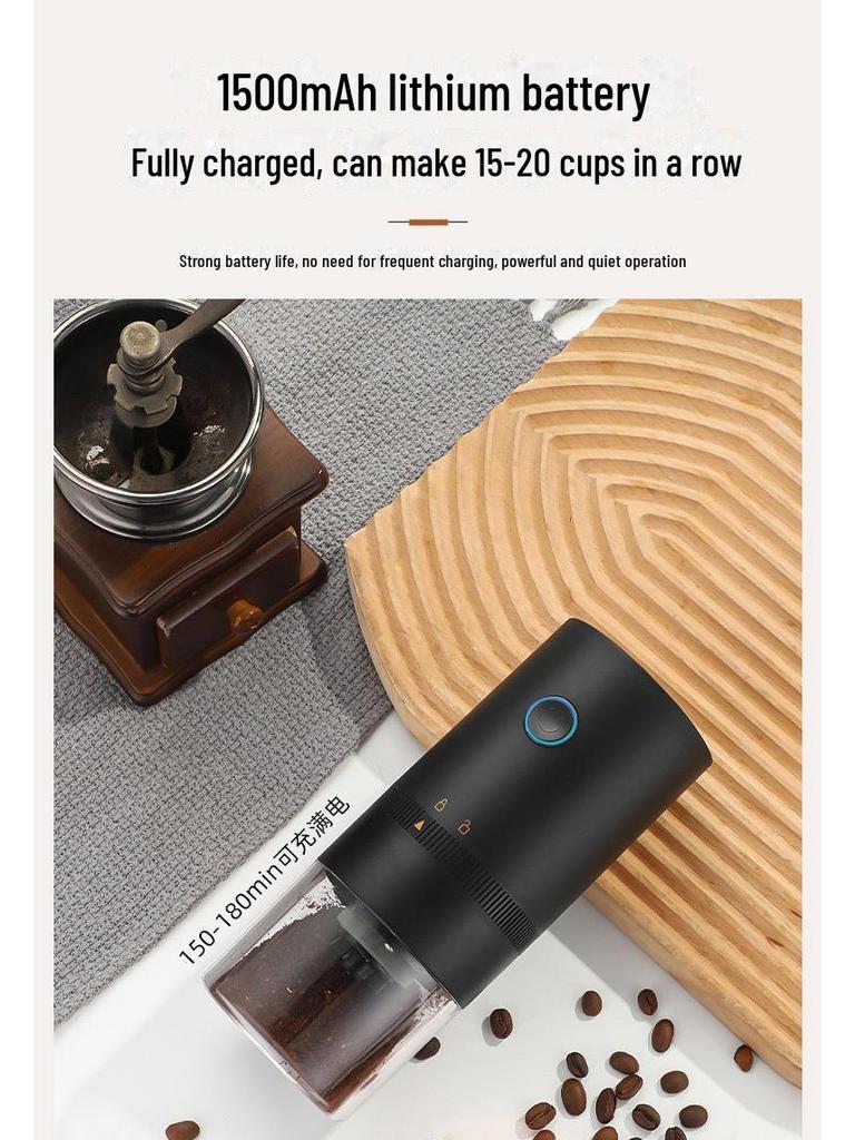 Portable Electric Coffee Bean Grinder with USB Charging - Compact & Efficient