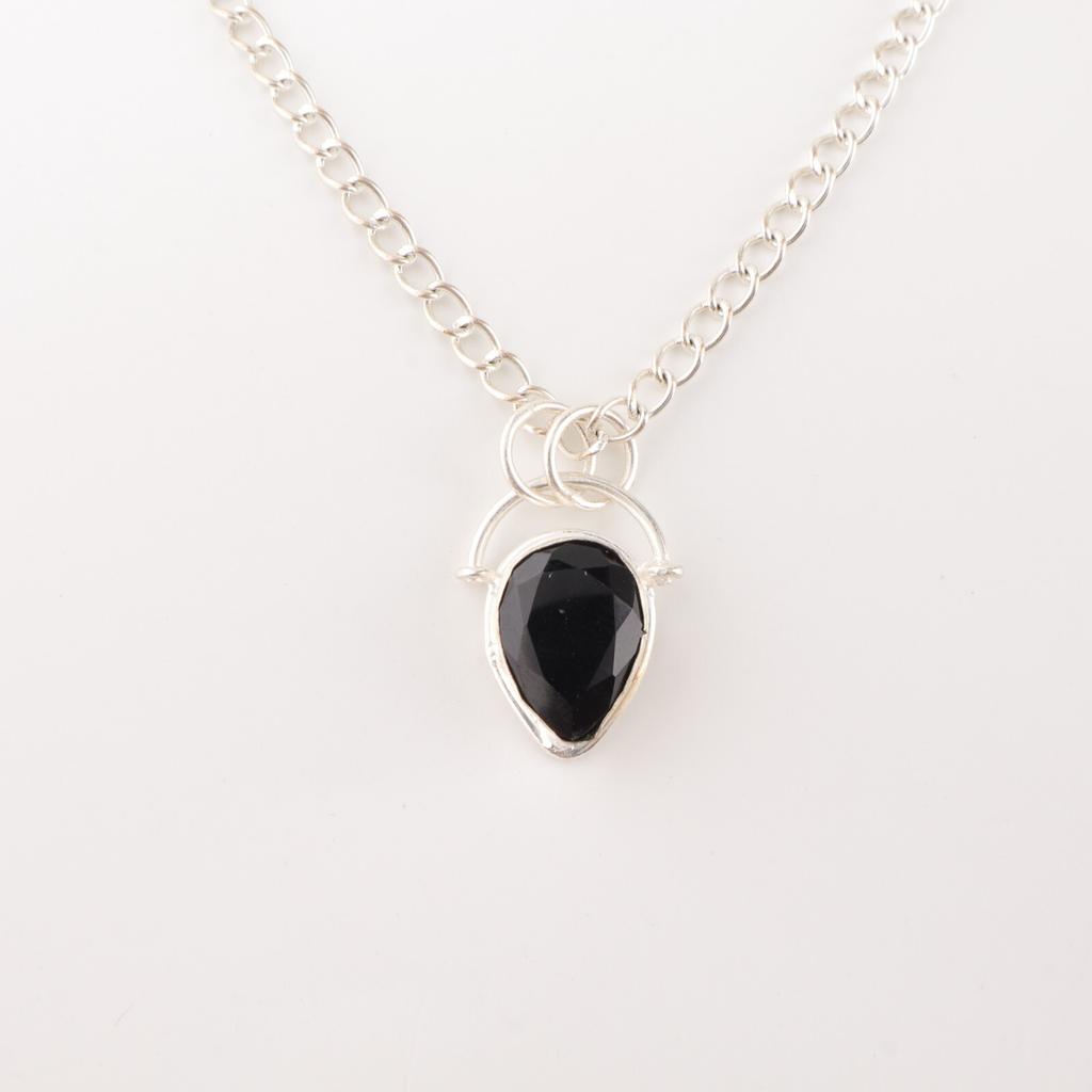 Black Onyx Gemstone 925 Sterling Silver Jewelry Boho Pendant Gift For Girlfriend PP-56-20