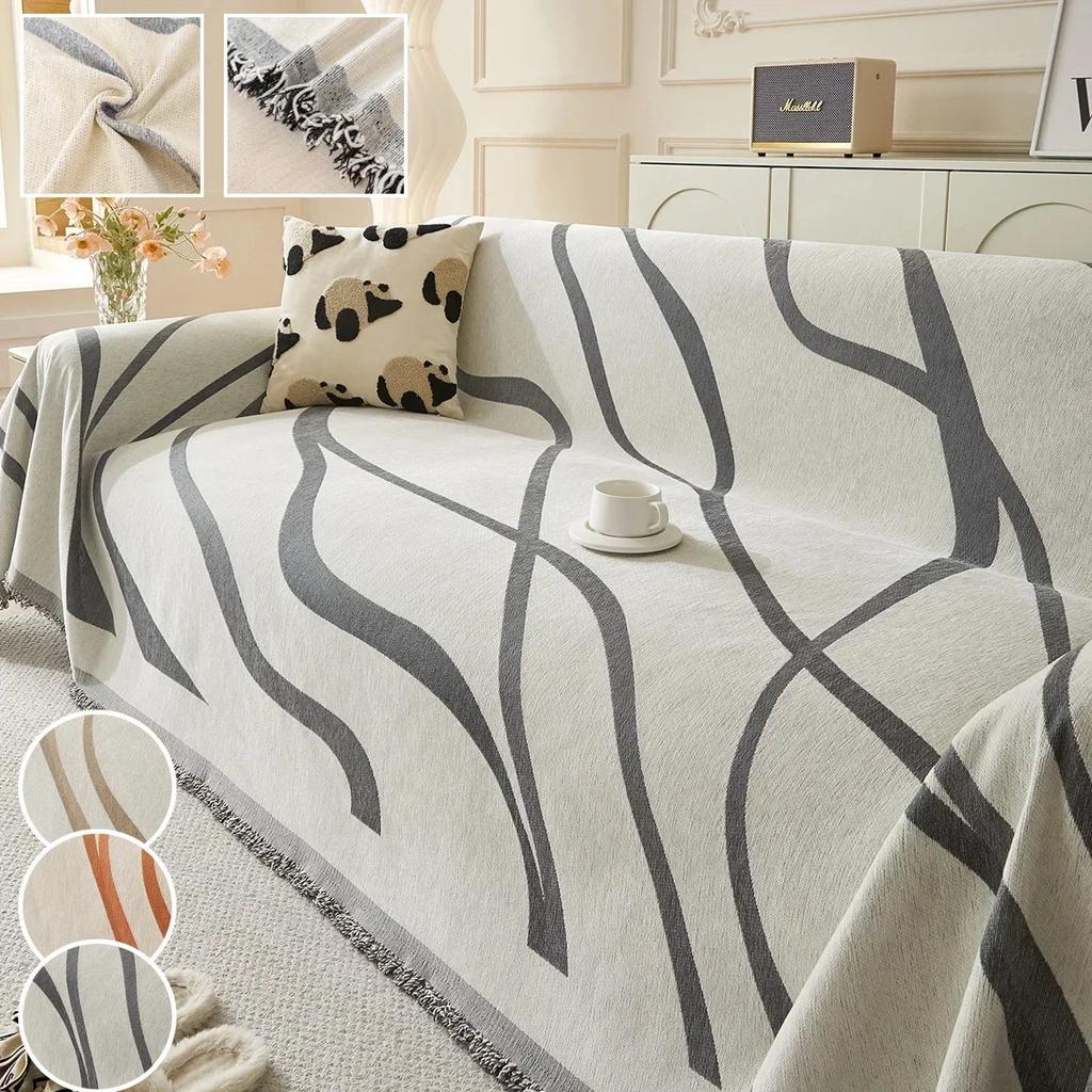 1 szt. Koc na sofę z szenili Uniwersalny na 4 pory roku Antypoślizgowy Pokrowiec na kanapę Pyłoszczelny Nowoczesny Prosty Duży Pokrowiec na sofę do salonu